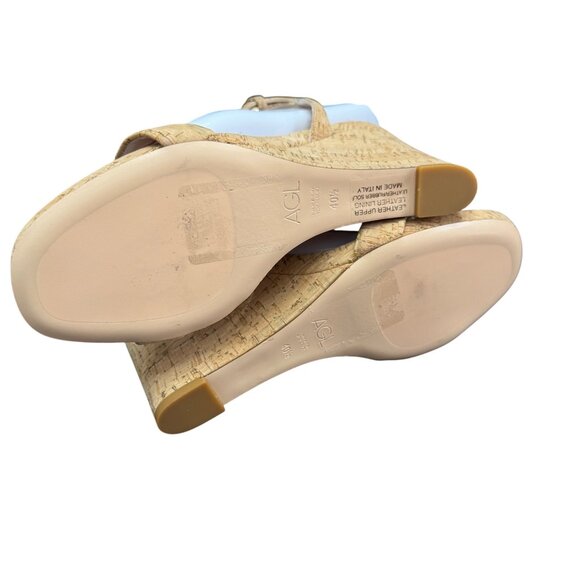 AGL Demi Ankle Strap Cork Wedge Sandal Womens shoes, Size 40.5 WORN ONCE - Picture 8 of 10